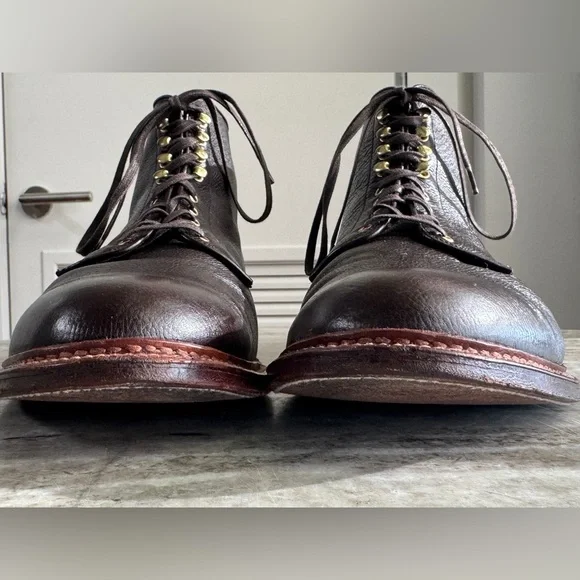 ALDEN  X Unionmade Boots Dark Brown Calfskin Lace Up Ankle 13 BD Plain Toe - Picture 7 of 10